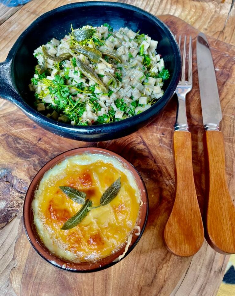 Crozets aux herbes de montagne et Saint-Marcellin rôti Chiron et Fils