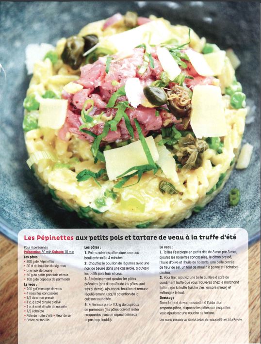 Pépinettes Chiron et Fils aux petits pois et tartare de veau à la truffe d'été par Yannick Leduc