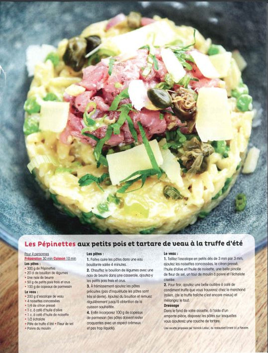 Pépinettes Chiron et Fils aux petits pois et tartare de veau à la truffe d'été par Yannick Leduc